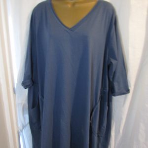 New Ladies Denim Blue V Neck Oversized Top One Size Fits sizes 18 20 22 24