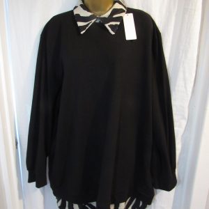 New Ladies Black Pocket edged with Zebra Print Top One Size fits sizes 18 20 22 24