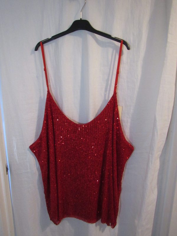 NEW Ladies Red Sparkle Cami Top One Size fits size 18 20 22