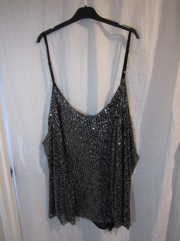 NEW Ladies Silver Sparkle Cami Top One Size fits size 18 20 22