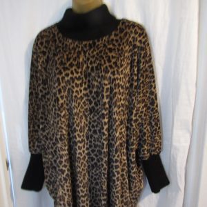 New Ladies Leopard Print Cowl Neck Velure Top One Size fits sizes 18 20 22 24