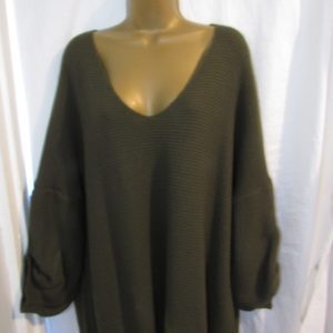 New Ladies Khaki Ribbed Jumper One Size fits sizes 18 20 22