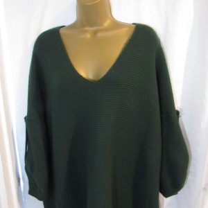 New Ladies Forest Green Ribbed Jumper One Size fits sizes 16 18 20