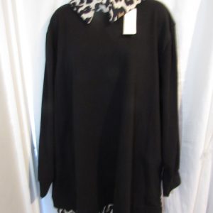 New Ladies Black Pocket edged with Animal Print Top One Size fits sizes 18 20 22 24