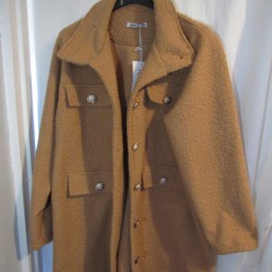 New Ladies Camel Gold Button Shacket One Size fits sizes 18 20 22