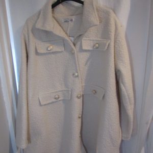 New Ladies Cream Gold Button Shacket One Size fits sizes 18 20 22