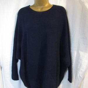 New Ladies Navy Blue Lace Back Batwing Soft Jumper One Size fits sizes 16 18 20 22