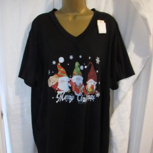 NEW Ladies Black V Neck Merry Christmas T-shirt One Size fits sizes 18 20 22