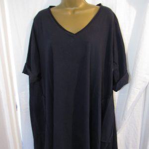 New Ladies Navy Blue V Neck Oversized Top One Size Fits sizes 18 20 22 24