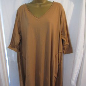 New Ladies Camel V Neck Oversized Top One Size Fits sizes 18 20 22 24