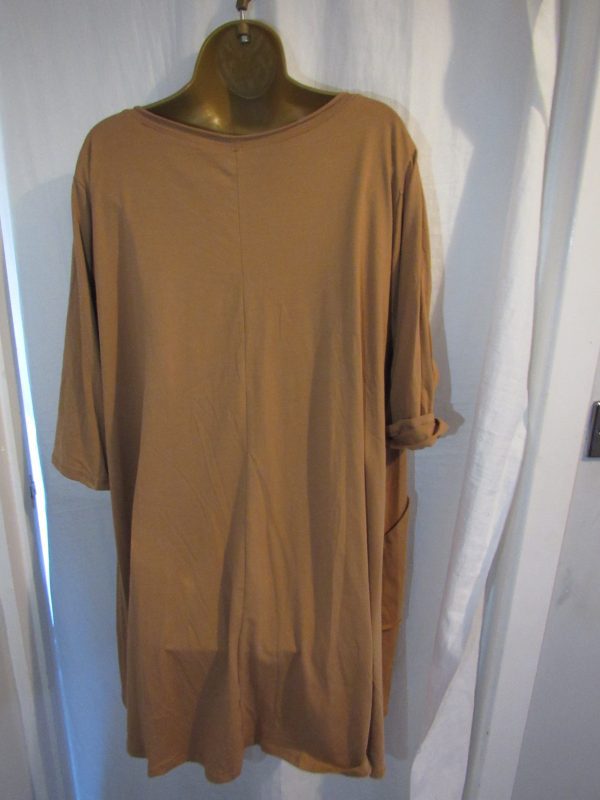 New Ladies Camel V Neck Oversized Top One Size Fits sizes 18 20 22 24 - Image 3