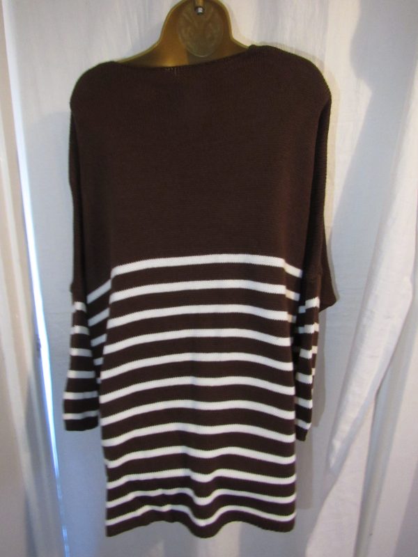 BLACK FRIDAY SALE NEW Ladies Brown White Stripe Jumper One Size Fits 18 20 22 24 NON RETURNABLE - Image 2