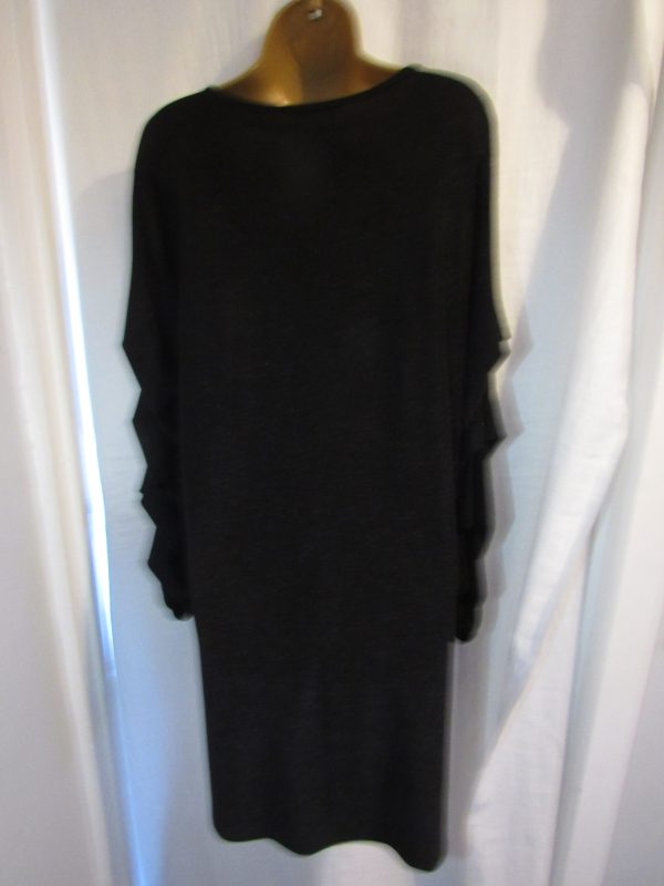 New Ladies Black Frill sleeved Long Tunic Top One Size fits sizes 18 20 22 - Image 3