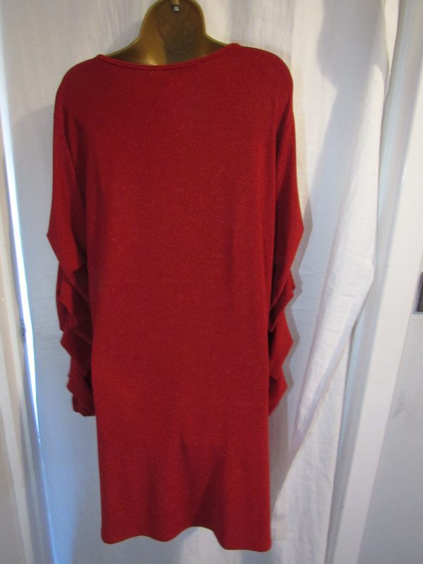 SALE SALE SALE New Ladies Red Frill sleeved Long Tunic Top One Size fits sizes 16 18 20 NON RETURNABLE - Image 3