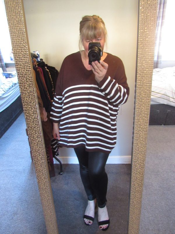 BLACK FRIDAY SALE NEW Ladies Brown White Stripe Jumper One Size Fits 18 20 22 24 NON RETURNABLE - Image 3