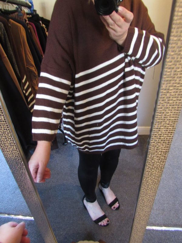 BLACK FRIDAY SALE NEW Ladies Brown White Stripe Jumper One Size Fits 18 20 22 24 NON RETURNABLE - Image 5