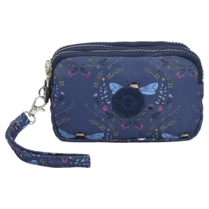 New Ladies Featherweight Nylon Compact Purse Pouch – Blue Bees