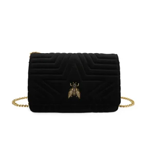 New Ladies Black Velvet Chain Bag