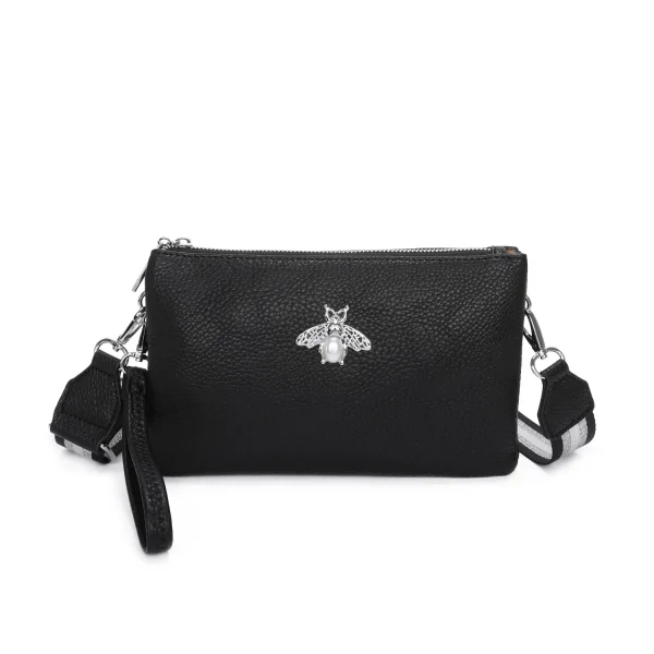 New Ladies Black Wristlet Cross Body Purse