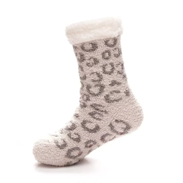 Ladies Animal Print Cosy Slipper Socks With Grippers by Foxbury 2 Pairs 1 of each colour - Image 2