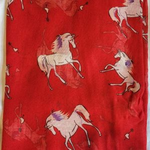 New Ladies Red Horse Pattern Scarf