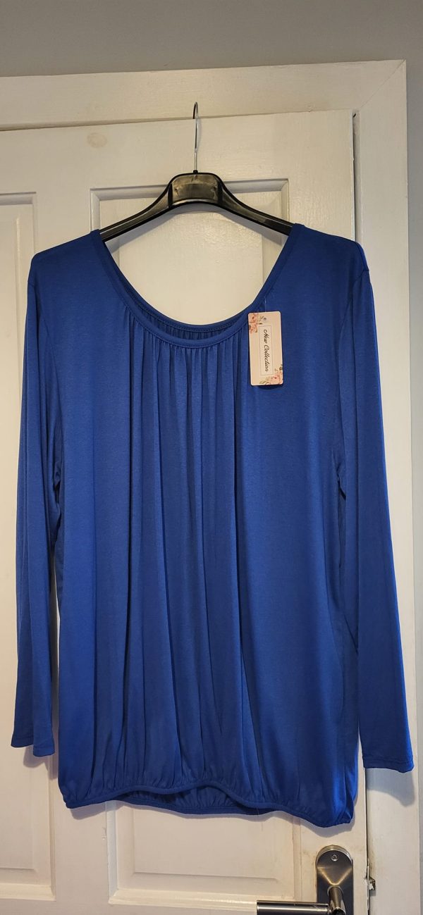 NEW Ladies Royal Blue Elasticated Hem Top One Size fits sizes 16 18 20 22