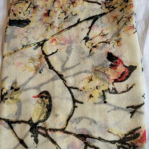 New Ladies Cream Bird Pattern Scarf