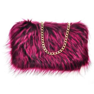 New Ladies Purple Faux Fur Bag