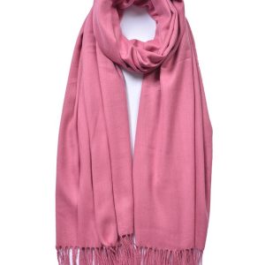 New Ladies Pink Plain Tassel Scarf