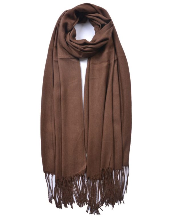 New Ladies Coffee Plain Tassel Scarf