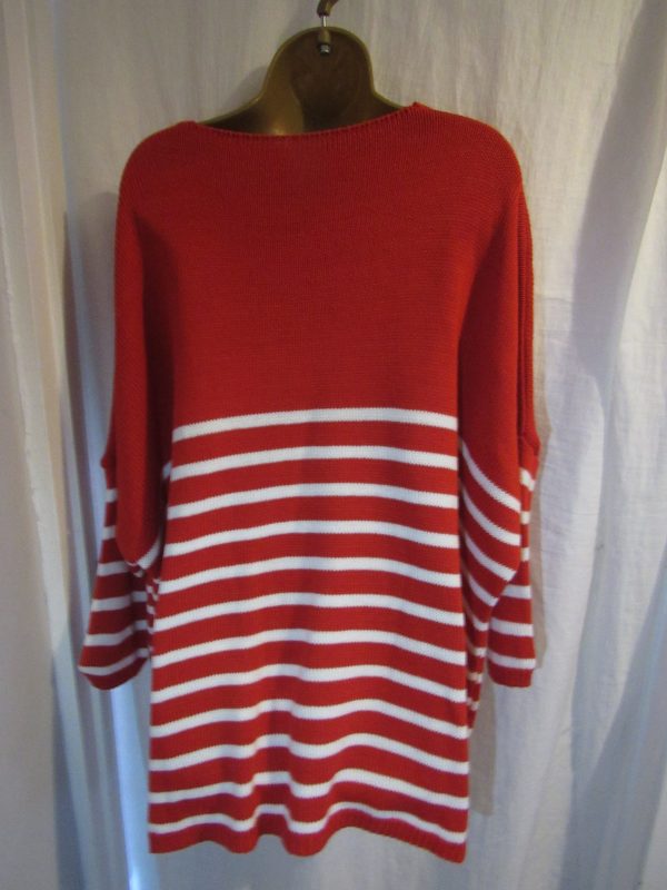 DEAL DEAL DEAL NEW Ladies Red White Stripe Jumper One Size Fits 18 20 22 24 NON RETURNABLE - Image 2