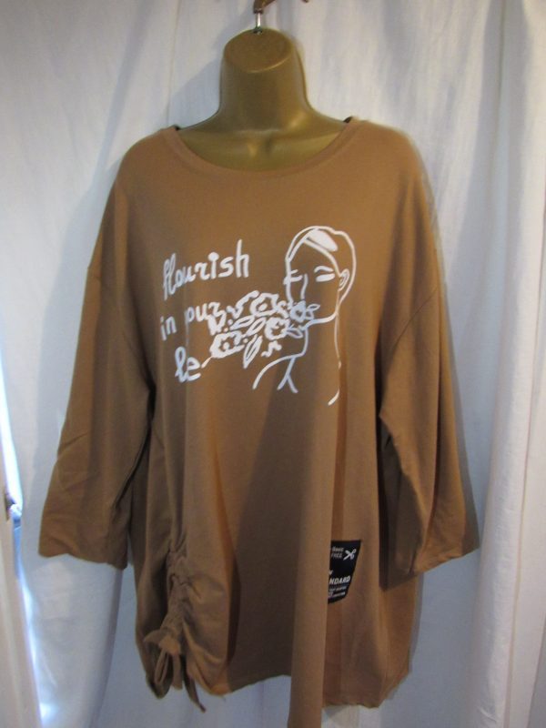 SALE SALE SALE New Ladies Camel Ruffle Side Tunic Top One Size fits sizes 18 20 22 NON RETURNABLE