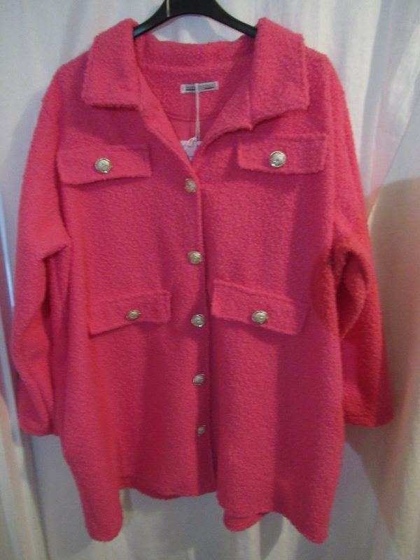 SALE SALE SALE New Ladies Cerise Gold Button Shacket One Size fits sizes 18 20 22 NON RETURNABLE - Image 2