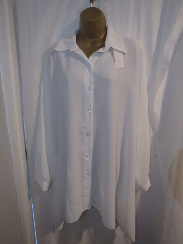 Ladies Women New White Button Up Shirt Plus One Size fits sizes 18 20 22 24