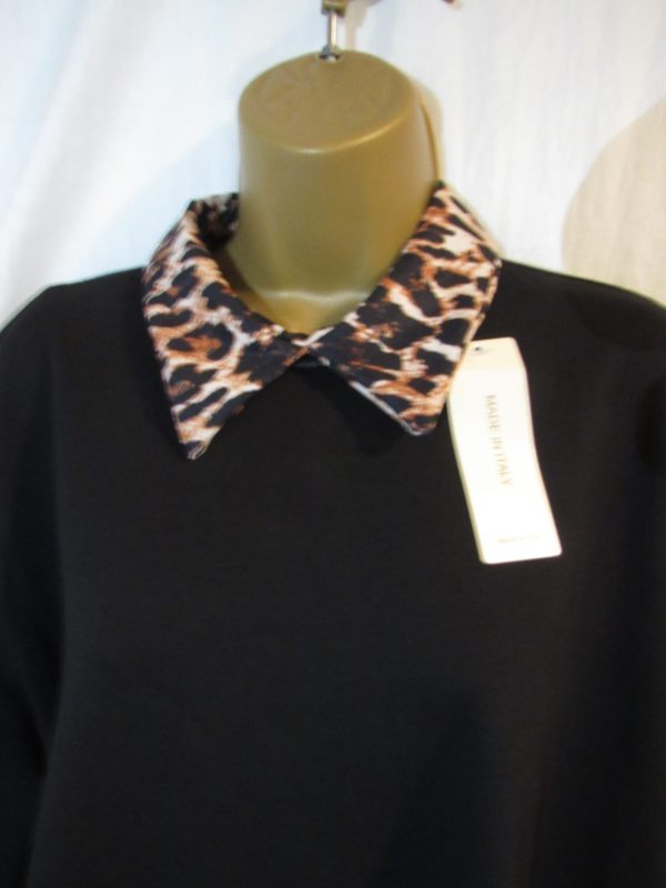 New Ladies Black Pocket edged with Brown Leopard Print Top One Size fits sizes 18 20 22 24 - Image 2