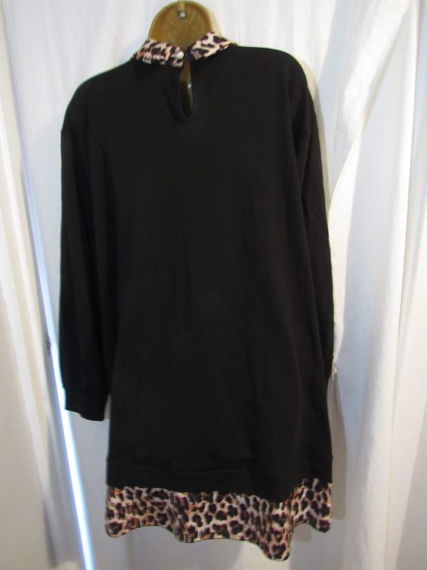 New Ladies Black Pocket edged with Brown Leopard Print Top One Size fits sizes 18 20 22 24 - Image 4