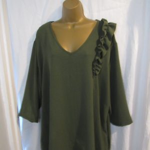 SALE SALE SALE NEW Ladies Khaki Frill on One Shoulder Top V Neck One Size fits sizes 18 20 22 NON RETURNABLE