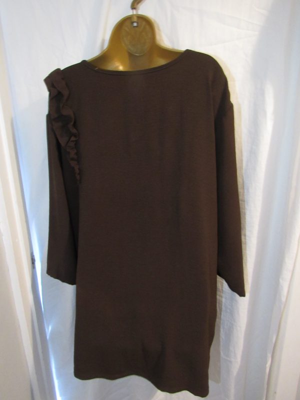 SALE SALE SALE NEW Ladies Brown Frill on One Shoulder Top V Neck One Size fits sizes 18 20 22 NON RETURNABLE - Image 3