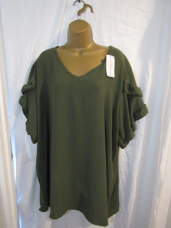 SALE SALE SALE NEW Ladies Khaki Detailed Sleeve V Neck One Size fits sizes 18 20 22 NON RETURNABLE