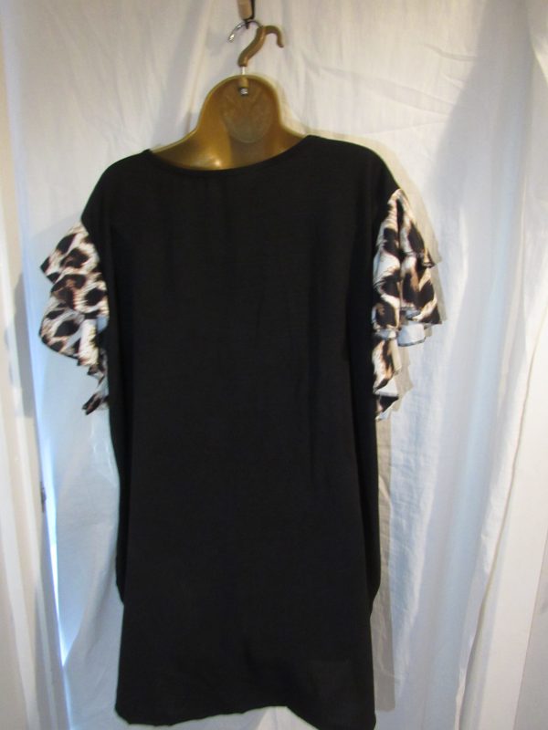 SALE SALE SALE NEW Ladies Black Animal Print Detailed Sleeve V Neck One Size fits sizes 18 20 22 NON RETURNABLE - Image 3