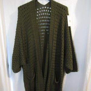 New Ladies Khaki Short Sleeve Star Cardigan Pocket One Size fits sizes 18 20 22 24