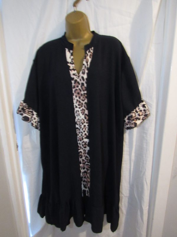 SALE SALE SALE New Ladies Navy Blue edged with animal print Long Tunic or Dress One Size fits sizes 18 20 22 NON RETURNABLE