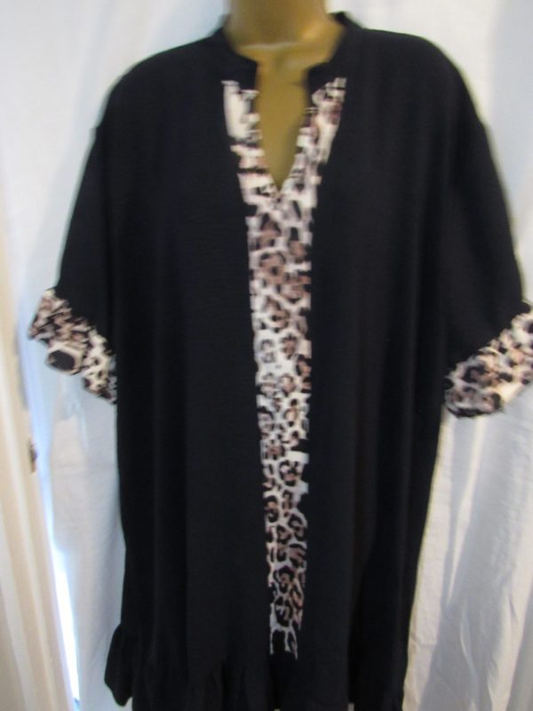 SALE SALE SALE New Ladies Navy Blue edged with animal print Long Tunic or Dress One Size fits sizes 18 20 22 NON RETURNABLE - Image 2