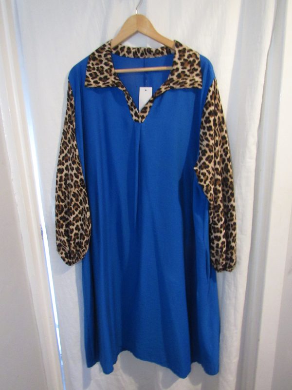 DEAL DEAL DEAL New Ladies Royal Blue with Animal Print Dress One Size fits sizes 18 20 22 24 NON RETURNABLE - Image 3