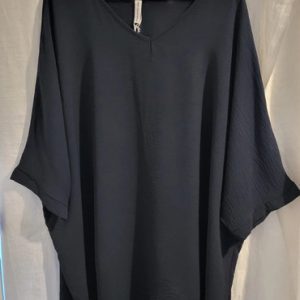 NEW Ladies Women Navy Blue V Neck Tunic Top One Size fits sizes 18 20 22 24