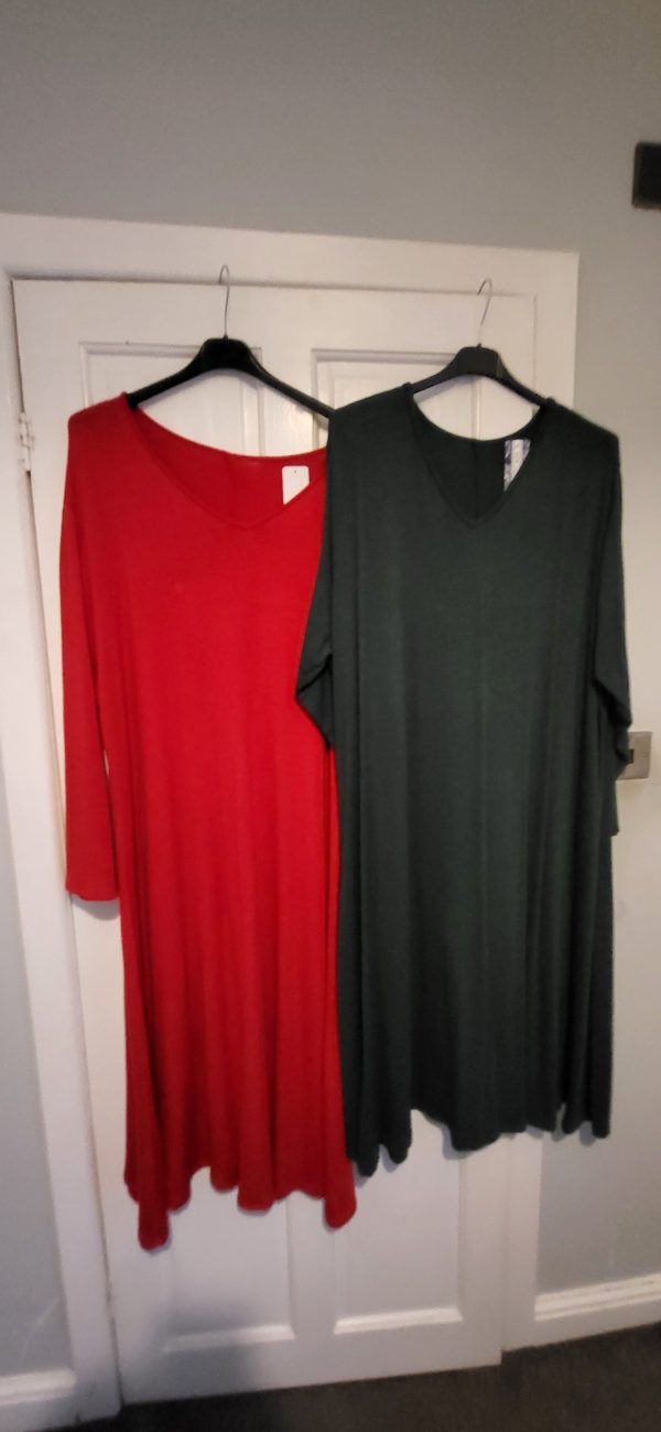 Order for T Abbott 1 x Red and 1 x Green V Neck Soft Dress - Image 2