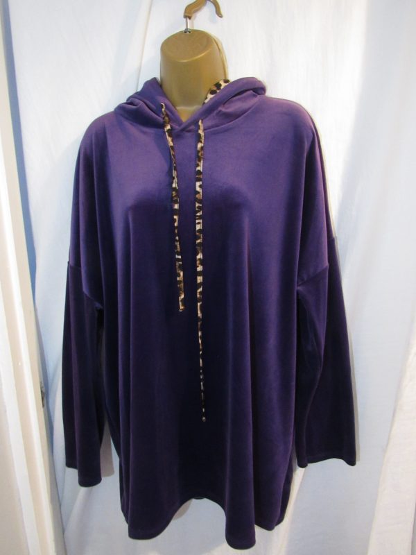 SALE SALE SALE NEW Ladies Purple Velvet Feel Hooded Top One size fits sizes 16 18 20 NON RETURNABLE