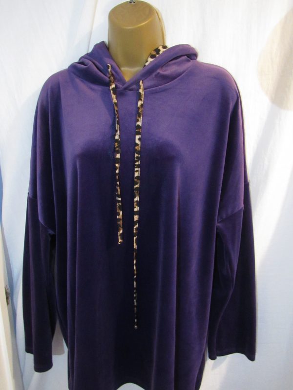 SALE SALE SALE NEW Ladies Purple Velvet Feel Hooded Top One size fits sizes 16 18 20 NON RETURNABLE - Image 2