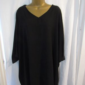 NEW Ladies Women Black V Neck Tunic Top One Size fits sizes 18 20 22 24