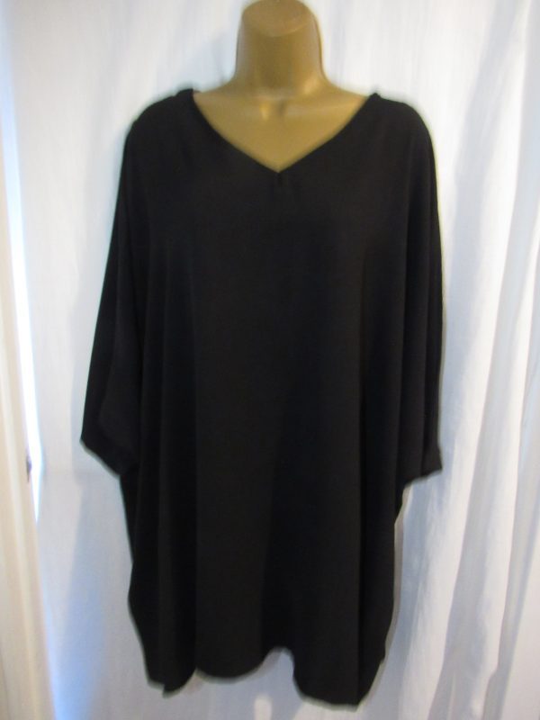 NEW Ladies Women Black V Neck Tunic Top One Size fits sizes 18 20 22 24 - Image 2